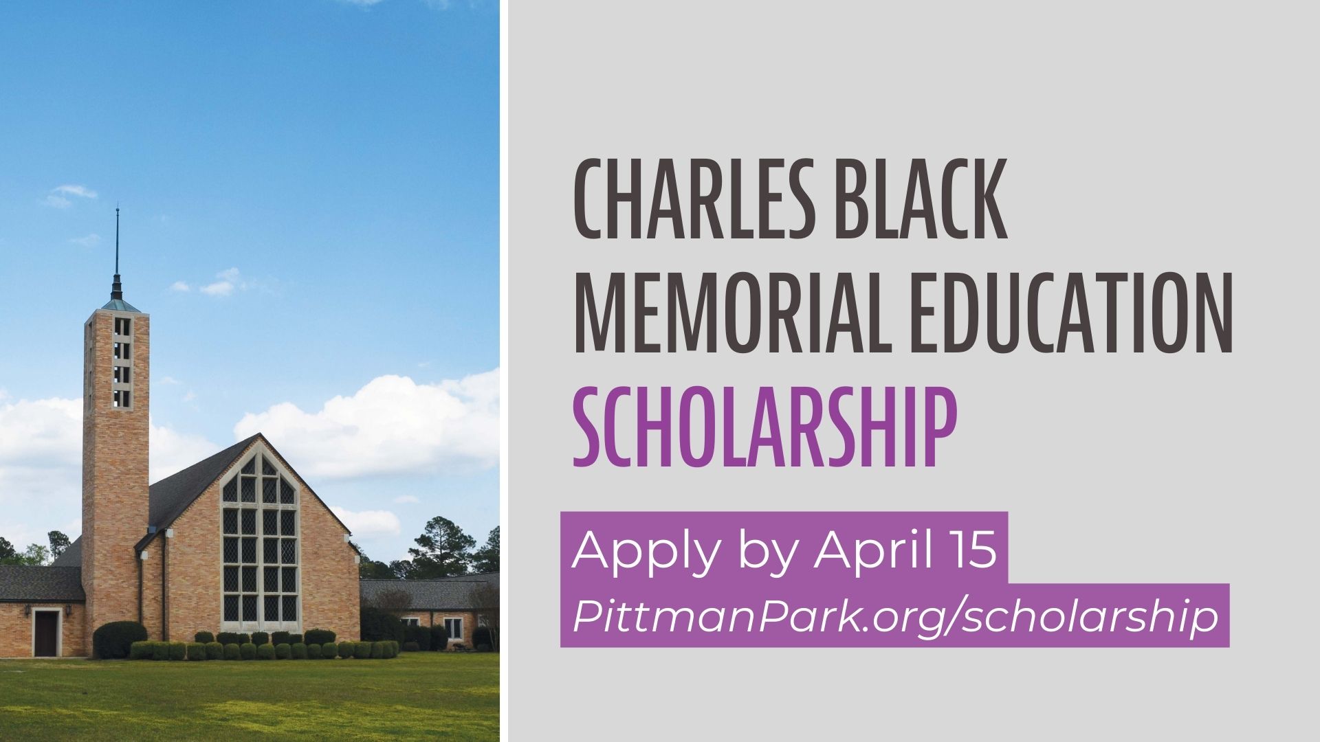 Photo of church, Charles Black Memorial Education Scholarship