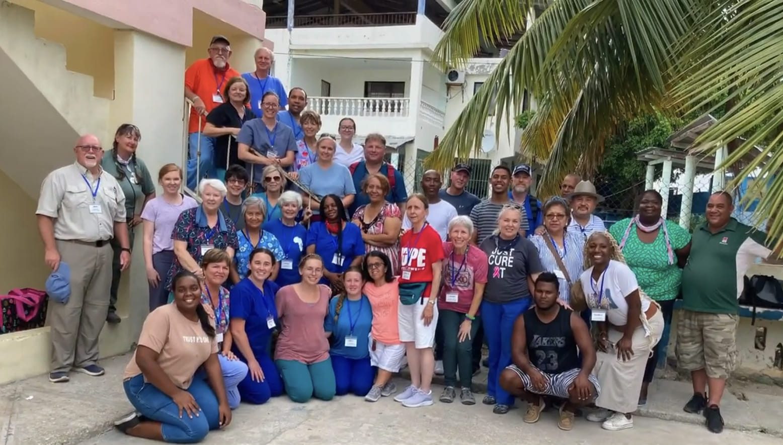 Large group of people pose for the camera