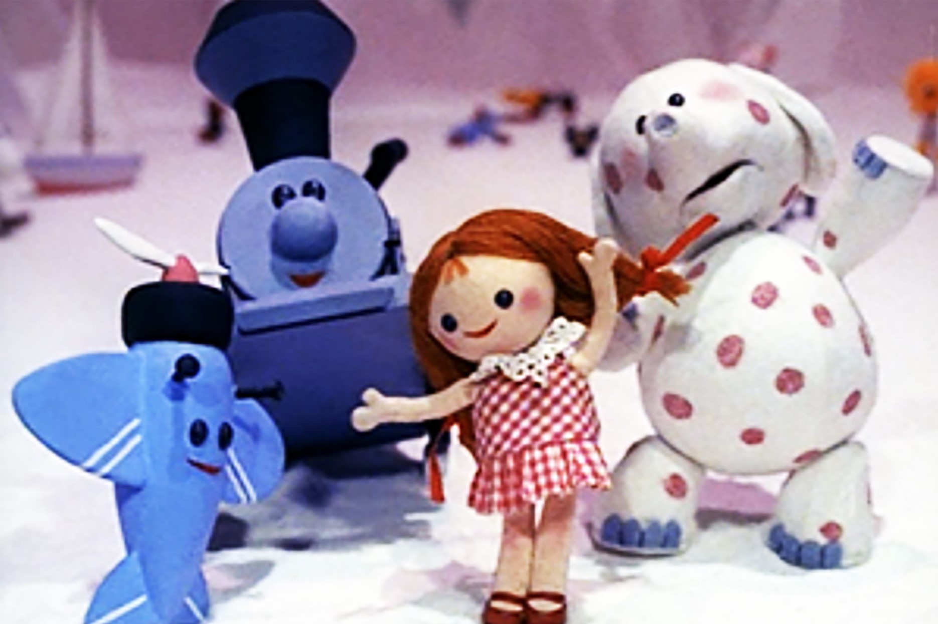 Scene from Rudolph movie featuring misfit toys singing