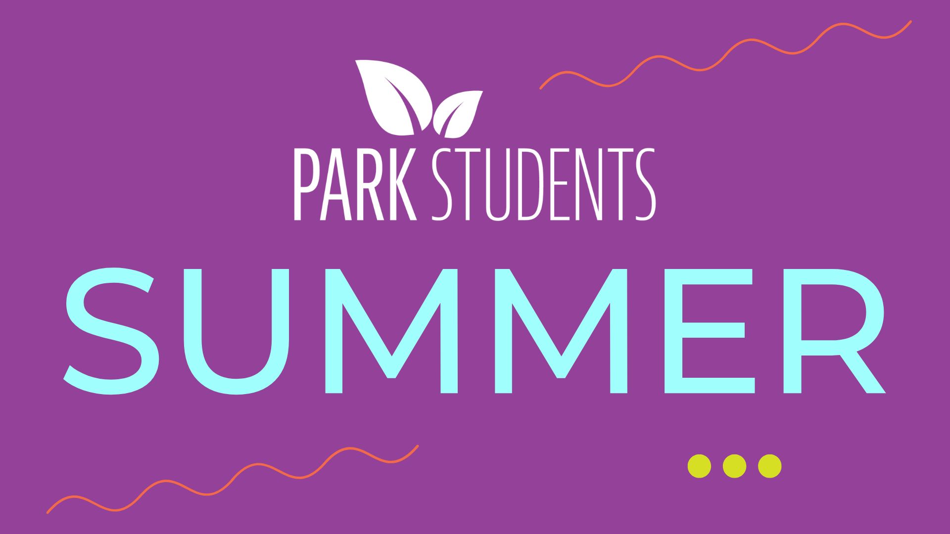 Bright graphic squiggles and dots with Park Students logo
