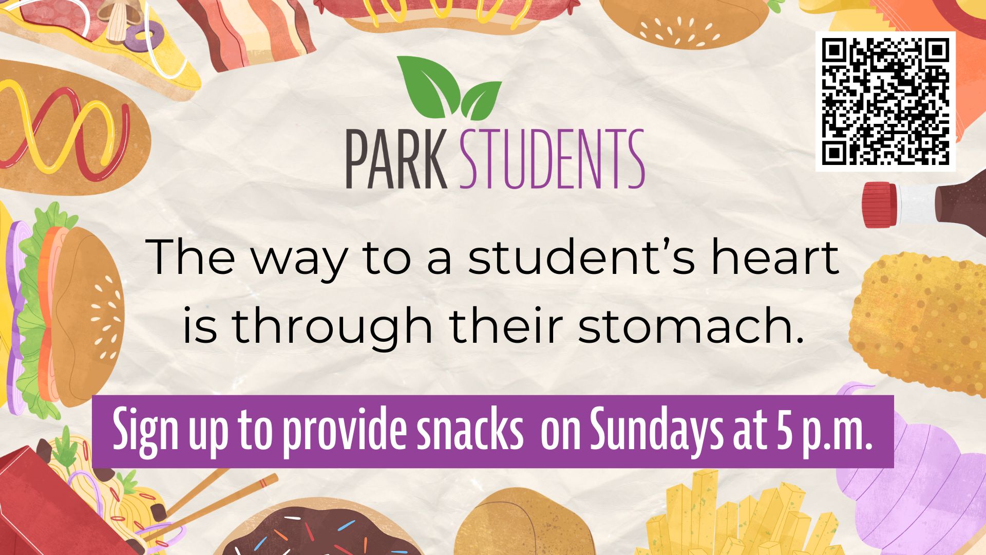 Bring Snacks for Park Students on Sunday Nights