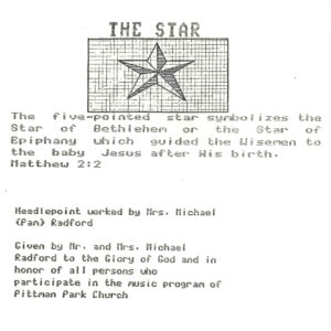 A scanned page from a typed leaflet featuring a drawing of the Star design.