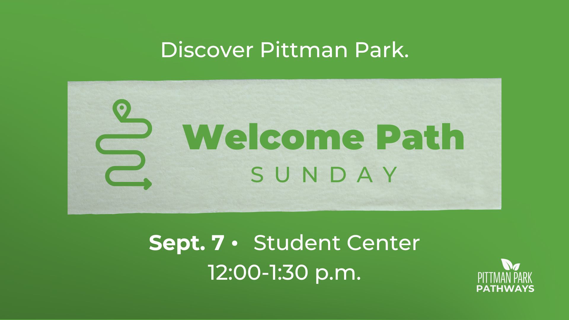 Pittman Park Pathways logo on green background