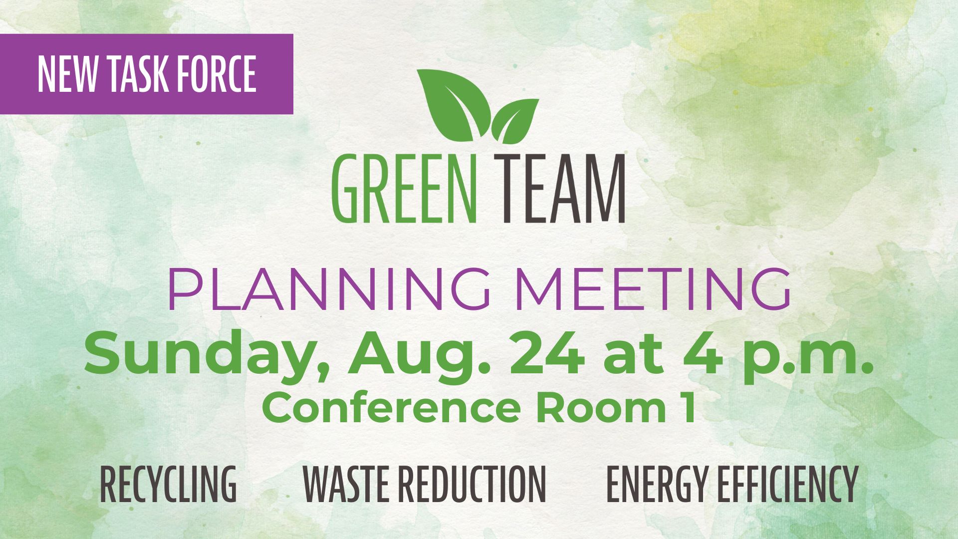 Green Team Meeting Aug. 24