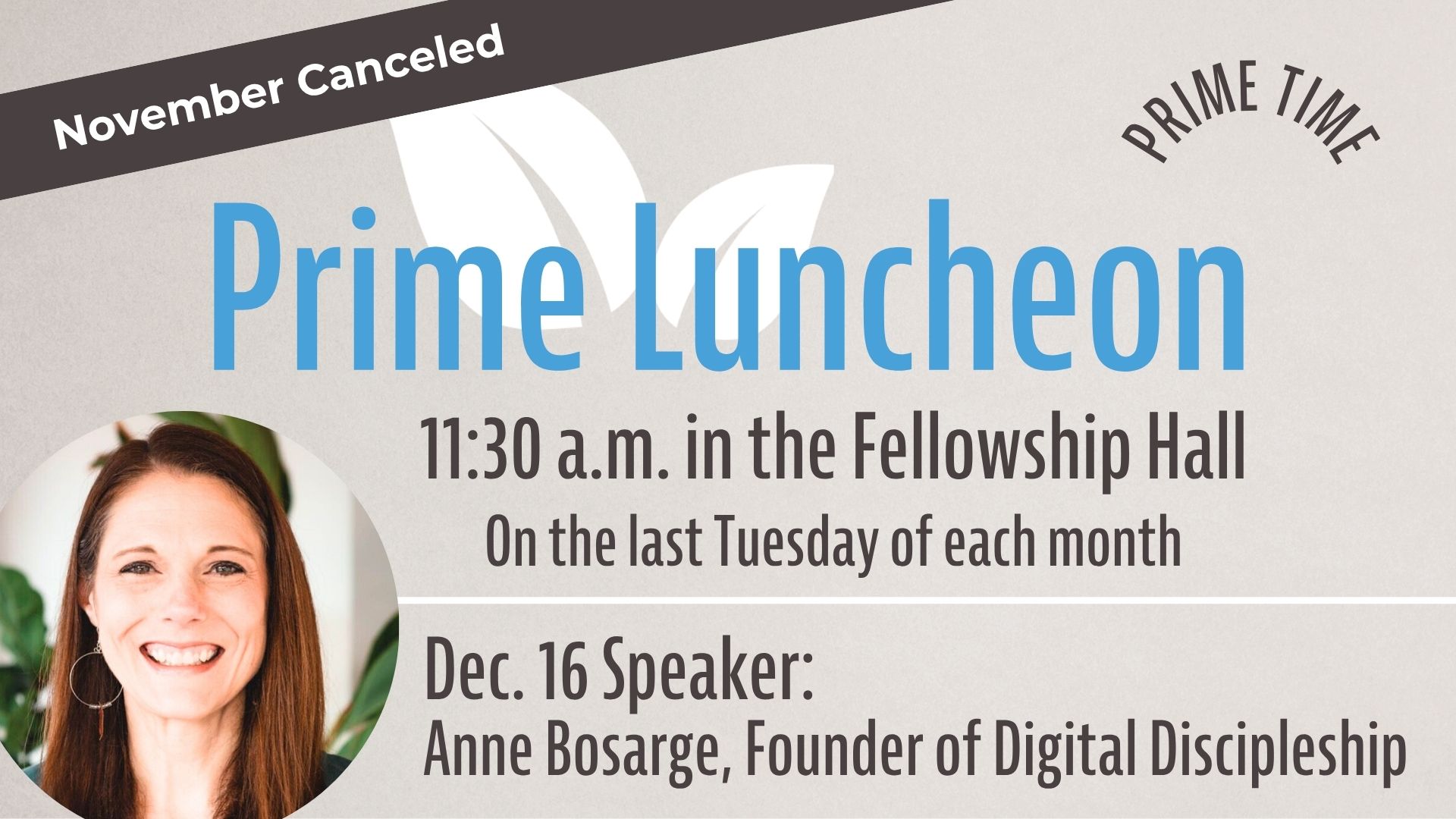 November Luncheon Canceled