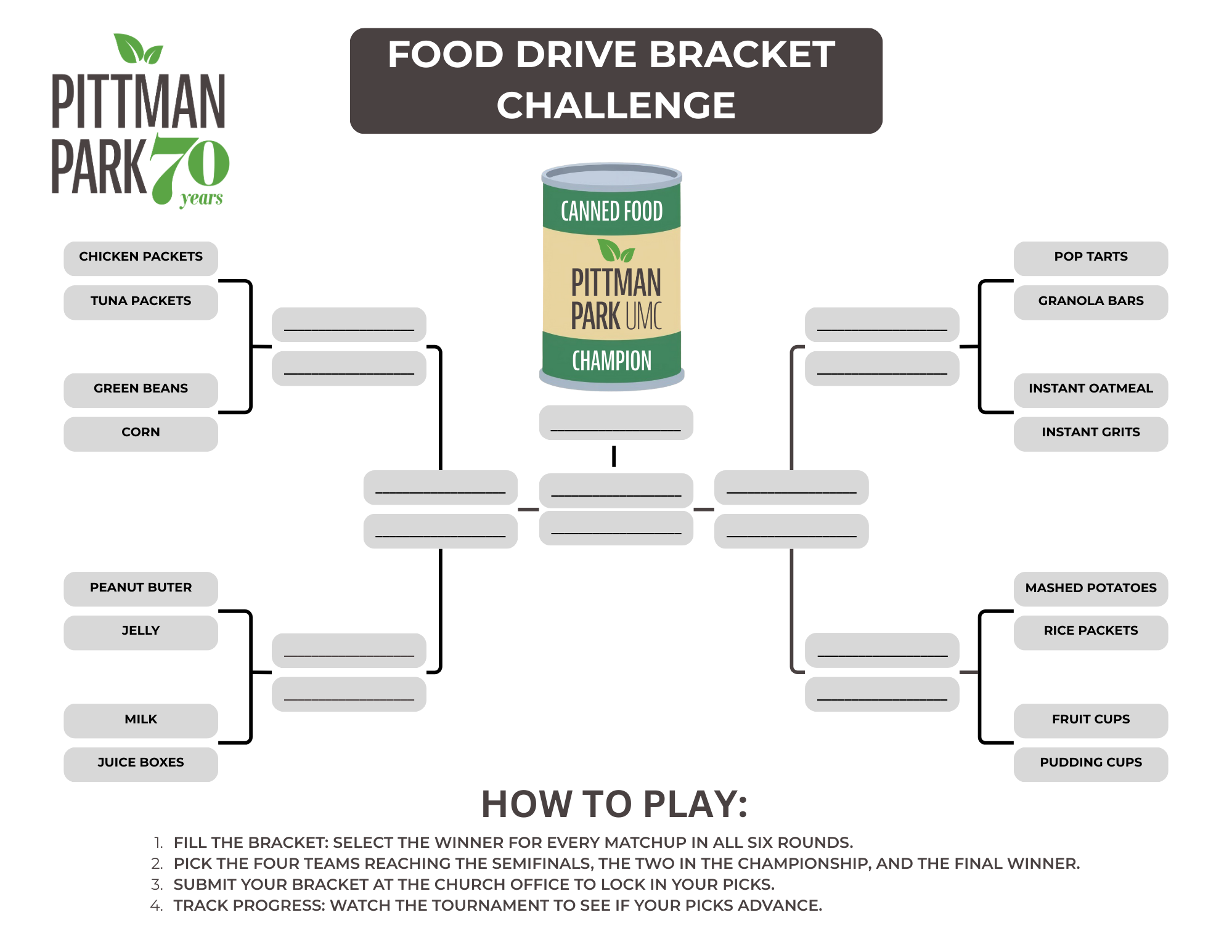 Graphic representation of brackets for a tournament